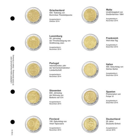 eurocoin eurocoins Lindner page into album of 2 Euro coins 2014 III...