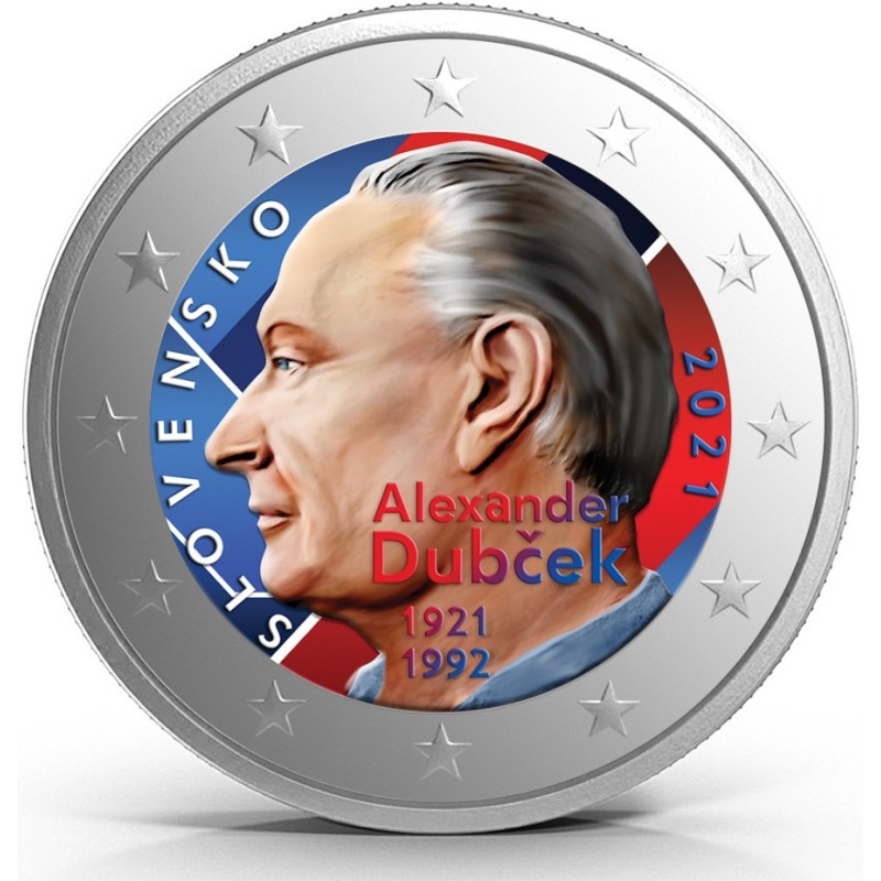 Euromince mince 2 Euro Slovensko 2021 - Alexander Dubček – 100. výr...
