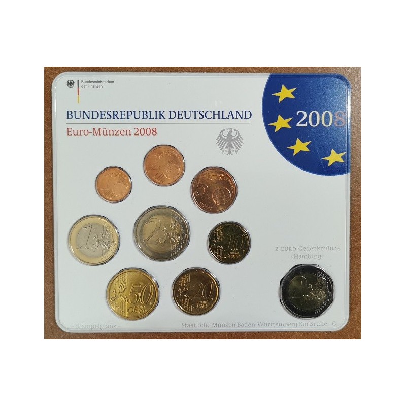 eurocoin eurocoins Germany 2008 \\"G\\" set of 9 coins (BU)