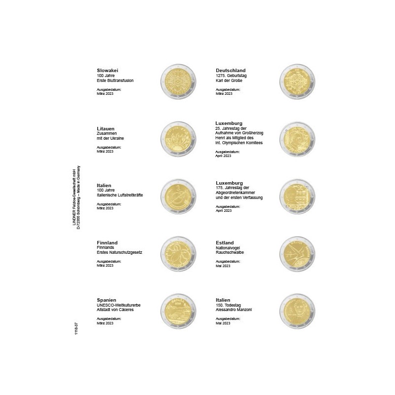 eurocoin eurocoins Lindner page 37 into album of 2 Euro coins (Marc...