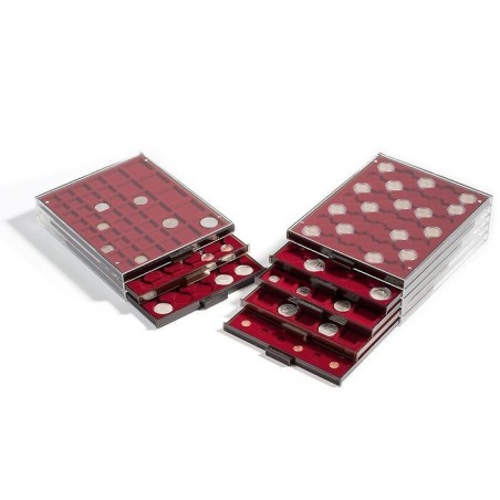 eurocoin eurocoins Smoke colored/red Leuchtturm plastic box for 80 ...