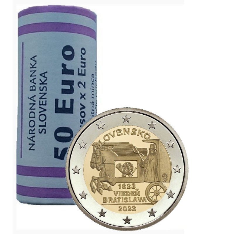 Euromince mince 2 Euro Slovensko 2023 - Expresná pošta Viedeň – Bra...