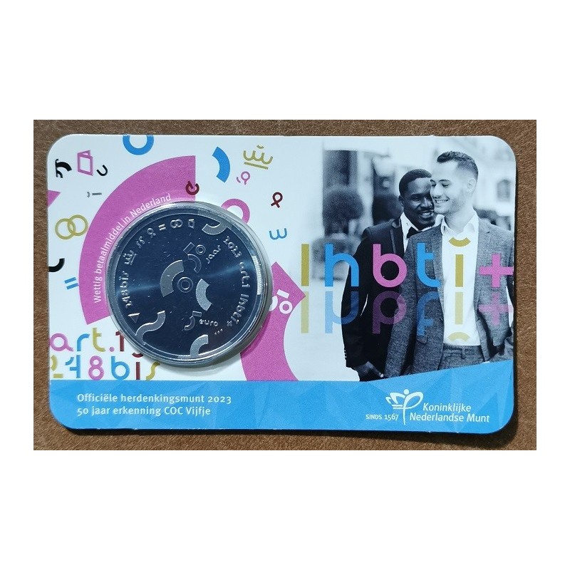 euroerme érme 5 Euro Hollandia 2023 - 50 éves a legrégebbi LGBTI sz...