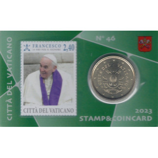 euroerme érme 50 cent Vatikán 2023 érme és bélyegkártya No. 46 (BU)