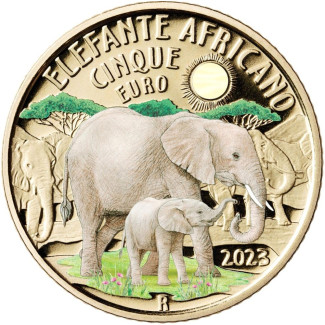 euroerme érme 5 Euro Olaszország 2023 - Elefánt (Proof)