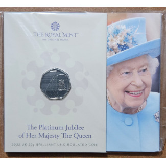 50 pence Egyesült Királyság 2022 - Őfelsége, a királynő platina jubileuma (BU) másolata