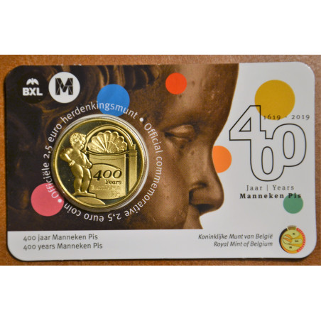 Euromince mince 2,5 Euro Belgicko 2019 Manneken Pis holandský text ...