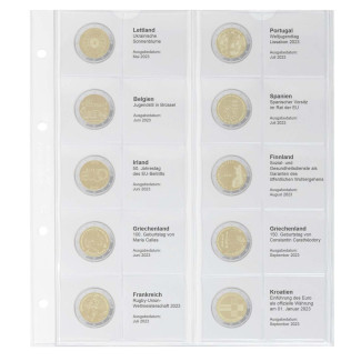 Lindner page 38 into album of 2 Euro coins (May 2023 - Sept 2023)