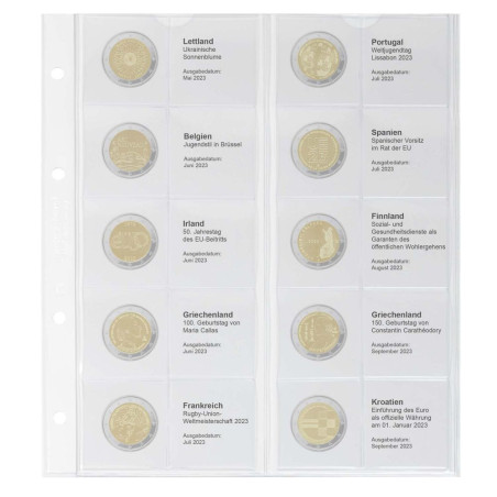 Lindner page 38 into album of 2 Euro coins (May 2023 - Sept 2023)