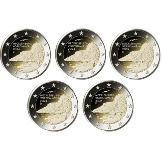 2 Euro Germany 2024 "ADFGJ" - Mecklenburg-Vorpommern - Königsstuhl (5 x UNC)
