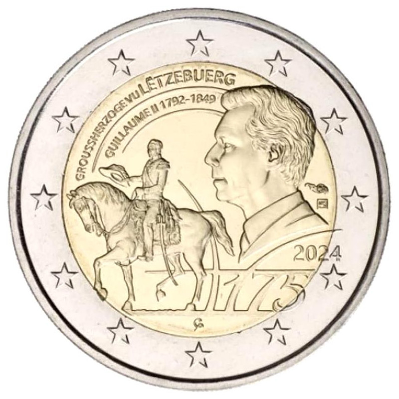 2 Euro Luxembursko 2024 - 175. výročie úmrtia veľkovojvodu Guillauma II. (holandská značka BU)