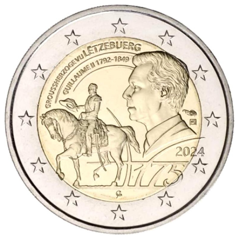 2 Euro Luxembourg 2024 - 175th Anniversary of the Death ot the Grand Duke Guillaume II. (BU with KNM mintmark)