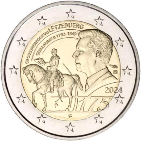 2 Euro Luxembourg 2024 - 175th Anniversary of the Death ot the Grand Duke Guillaume II. (BU with KNM mintmark)