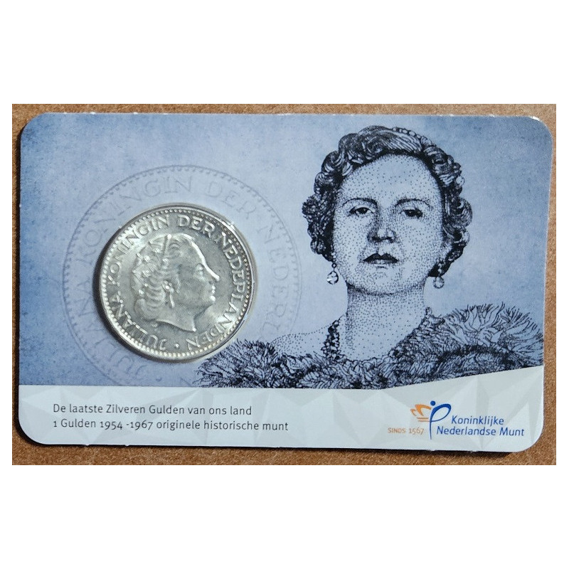 1 gulden Netherlands 1954-1967 (Ag - 2024 BU card)