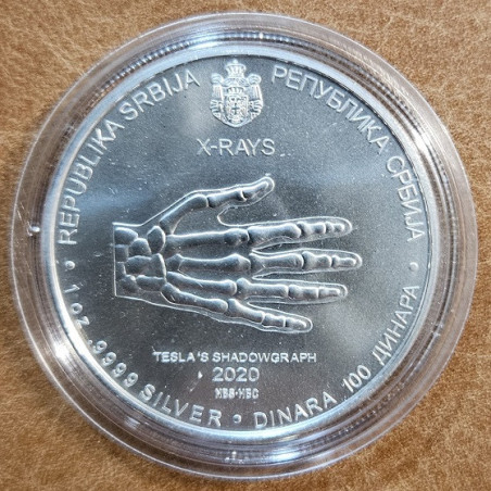 Srbsko 100 dinarov 2020 Nikola Tesla - Röntgen (1 oz BU)