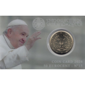 50 cent Vatikán 2024 oficiálna karta No. 15 (BU)