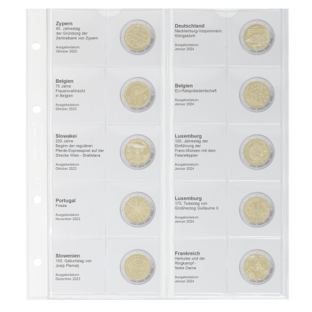 Lindner page 39 into album of 2 Euro coins (Oct 2023 - Jan 2024)