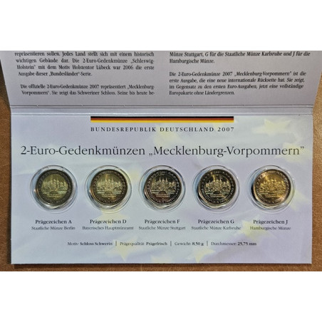 2 Euro Nemecko 2007 - Meklenbursko-Predpomoransko: zámok Mecklenburg-Vorpommern (UNC)