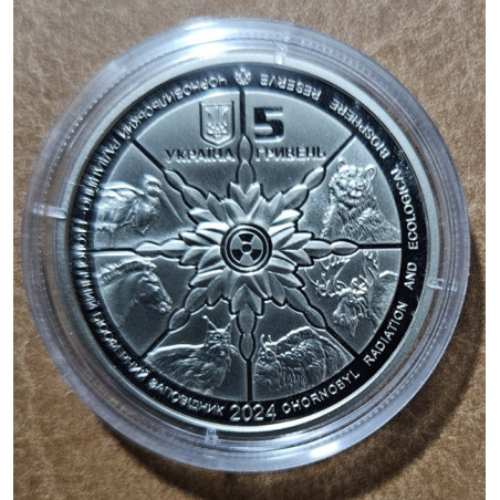 5 hrivna Ukrajina 2024 - Černobyľ. Oživenie. Bocian čierny (Proof)