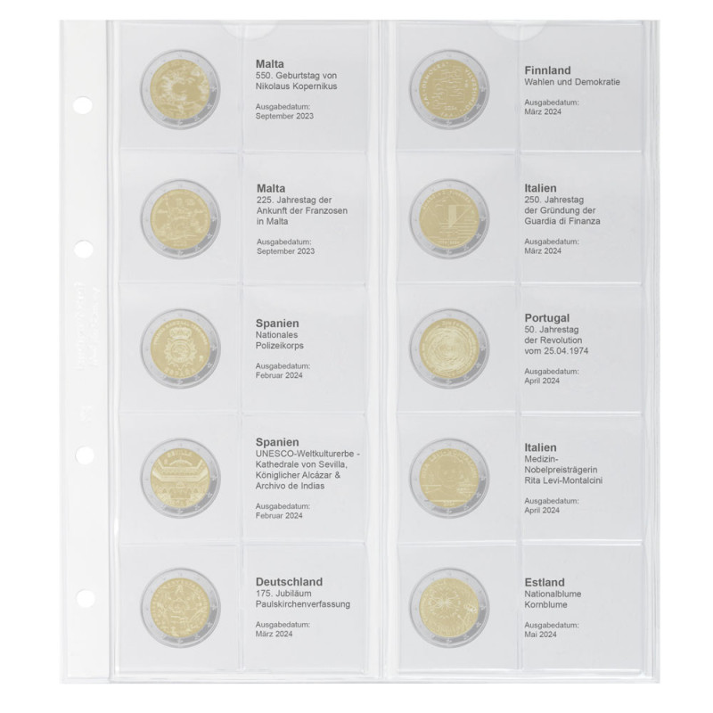 Lindner page 40 into album of 2 Euro coins (Feb 2024 - May 2024)