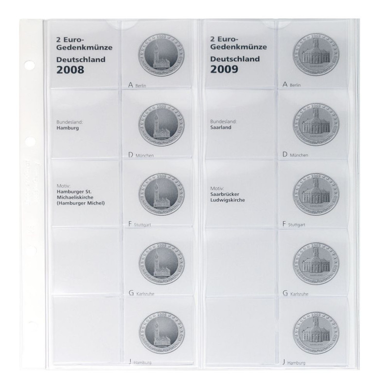 Nemecko 2 Euro 2008-2009 ADFGJ do Lindner albumu