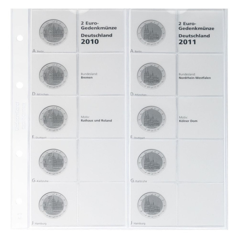 Nemecko 2 Euro 2010-2011 ADFGJ do Lindner albumu