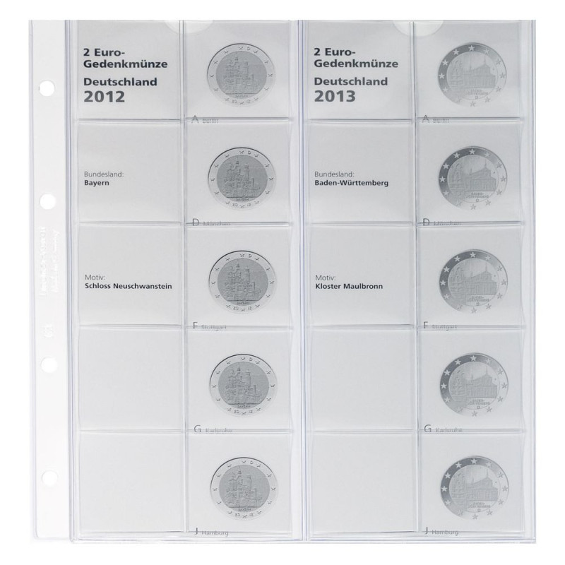 Nemecko 2 Euro 2012-2013 ADFGJ do Lindner albumu