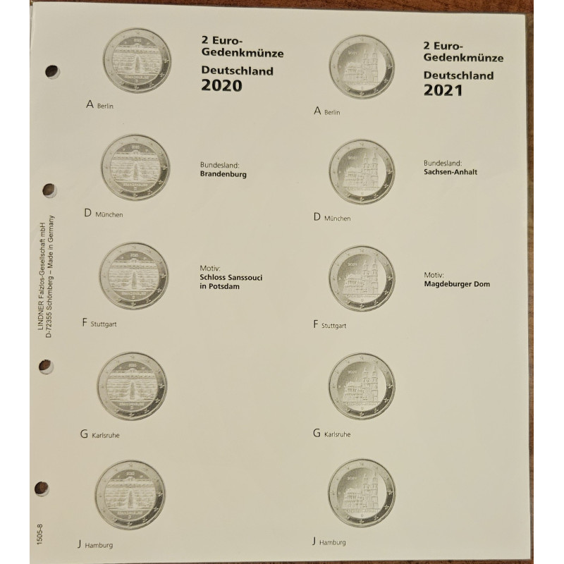 Gyűjtőlap 2 Euro Németország 2020-2021 Lindner albumba