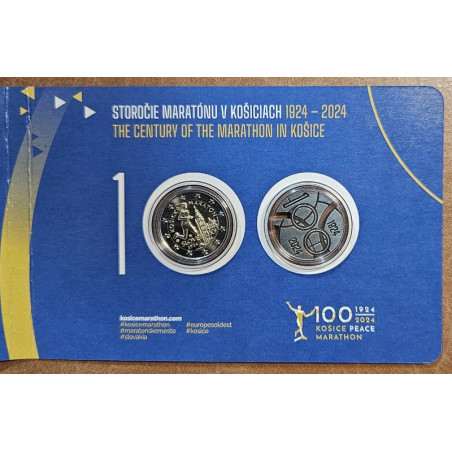 2 Euro Slovakia 2024 - Košice Peace Marathon (UNC card issued by Slovak numismatic Society)