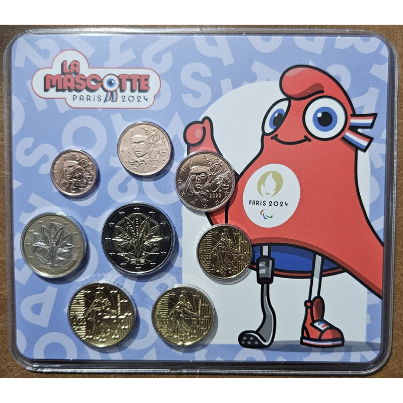 France 2022 miniset of 8 coins blue Mascotte (BU)