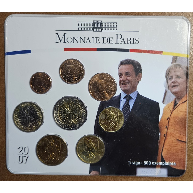 France 2007 set of 8 eurocoins Merkel - Sarkozy (BU)