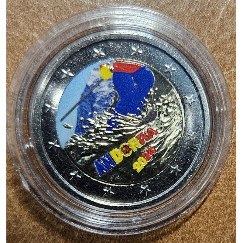 2 Euro Andorra 2024 - Az andorrai sízés 100 éve II. (színezett UNC)