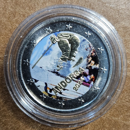 2 Euro Andorra 2024 - Az andorrai sízés 100 éve III. (színezett UNC)