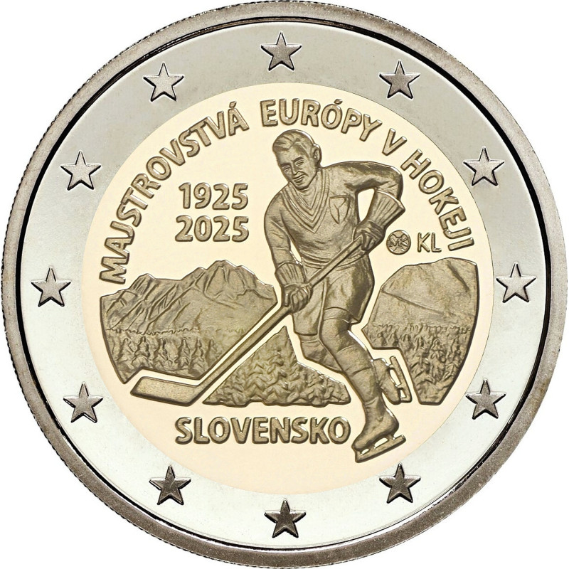 2 Euro Slovensko 2025 - 100. výročie majstrovstiev Európy v hokeji (UNC)