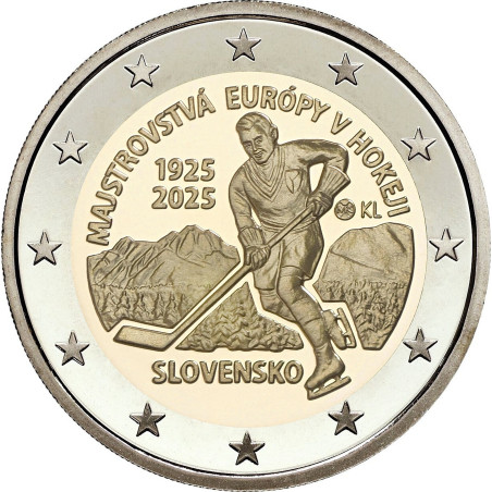 2 Euro Szlovákia 2025 - A jégkorong EB 100. évfordulója (25x UNC)