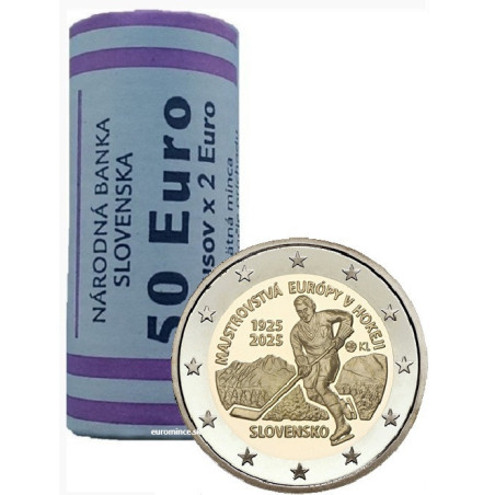 2 Euro Slovakia 2025 - 100 years from the 1st Ice Hockey European Championship (25x UNC)