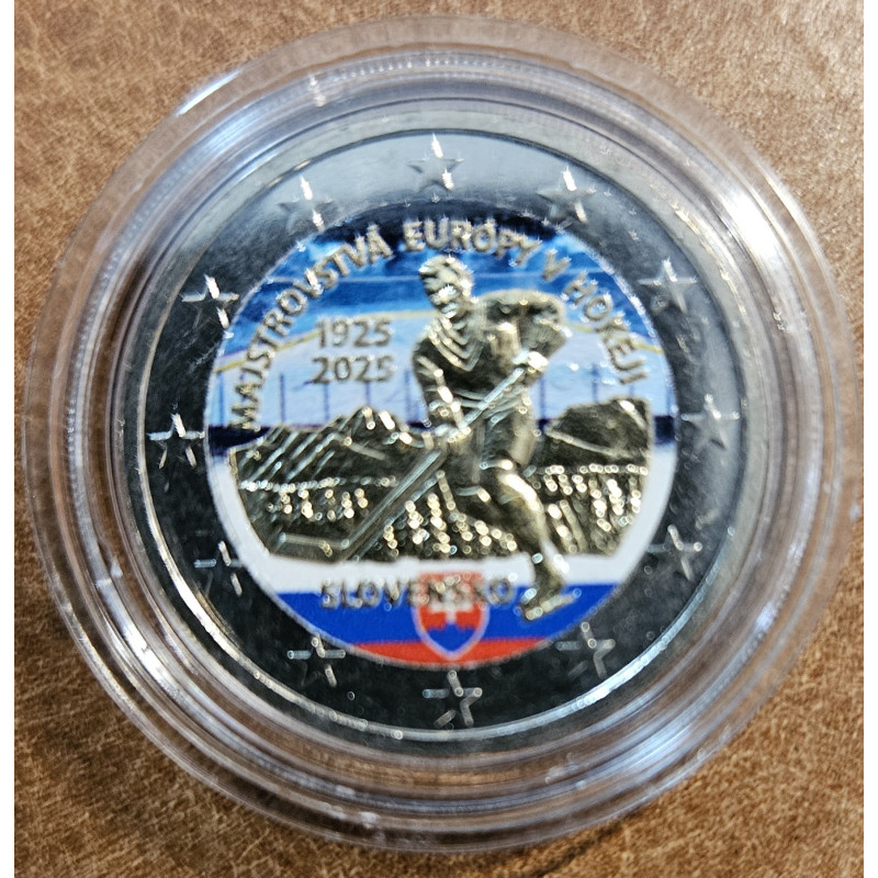 2 Euro Slovakia 2025 - 100 years from the 1st Ice Hockey European Championship (colored UNC)