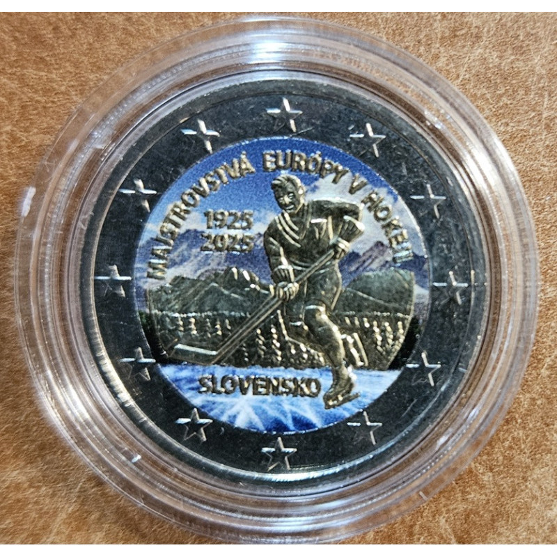 2 Euro Szlovákia 2025 - A jégkorong EB 100. évfordulója III. (színezett UNC)