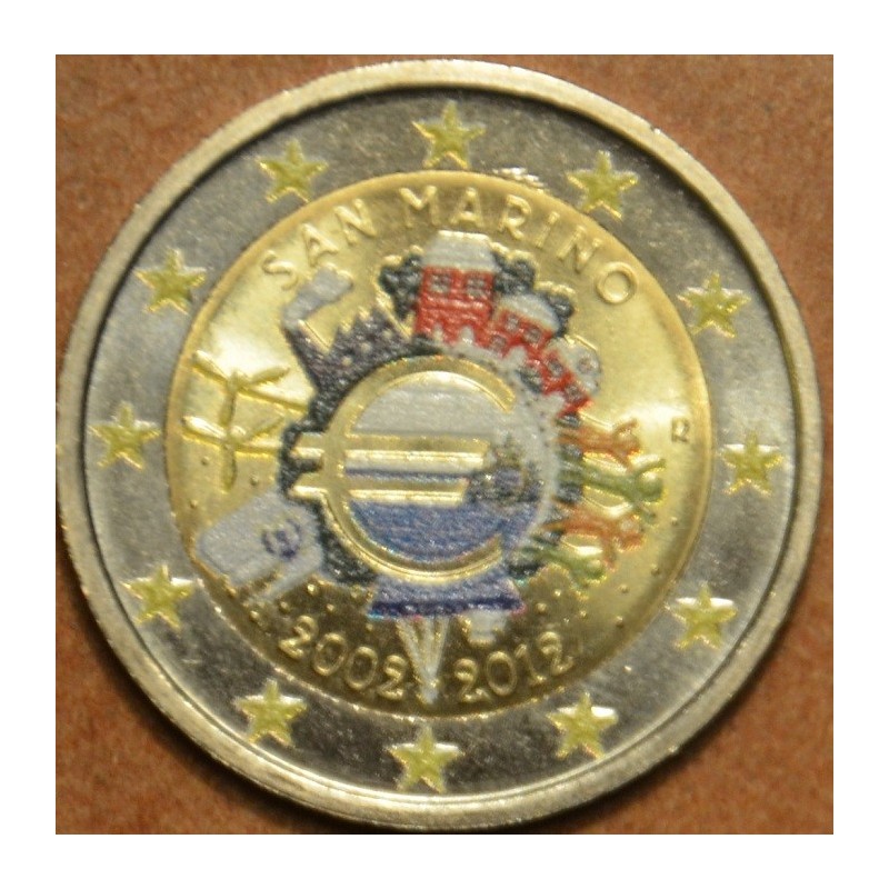 euroerme érme 2 Euro San Marino 2012 - Az Euro 10 éve (színezett UNC)