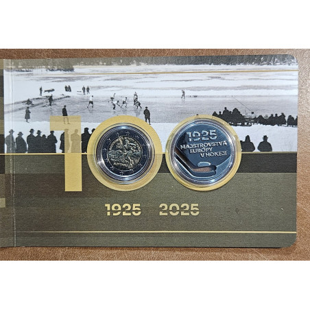 2 Euro Slovakia 2025 - 100 years from the 1st Ice Hockey European Championship (UNC card with medal)