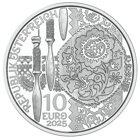 10 Euro Ausztria 2025 Aufdirndln – Vászon (Proof)
