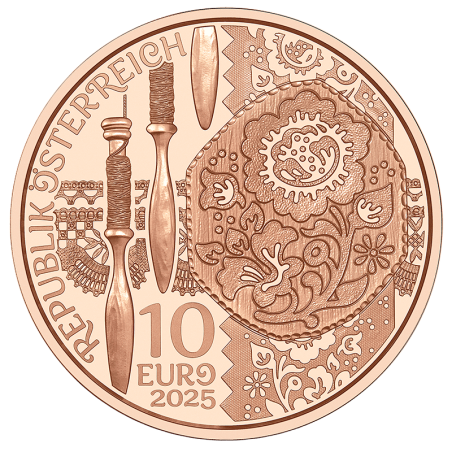 10 Euro Ausztria 2025 Aufdirndln – Vászon (UNC)