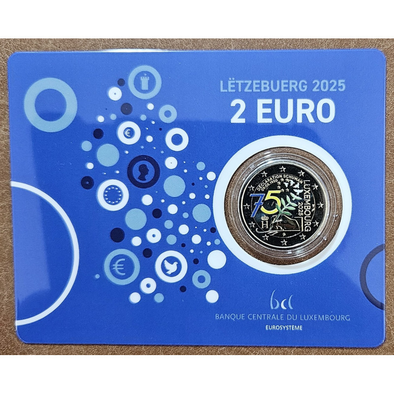 2 Euro Luxembursko 2025 - Schumanova deklarácia (farbená BU s holandskou značkou)