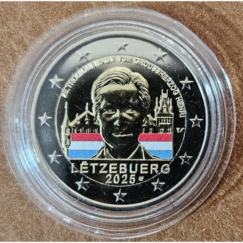 2 Euro Luxemburg 2025 - Henrik luxemburgi nagyherceg trónra lépésének 25. évfordulója (színezett BU holland verjeggyel)