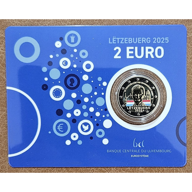 2 Euro Luxemburg 2025 - Henrik luxemburgi nagyherceg trónra lépésének 25. évfordulója (színezett BU holland verjeggyel)