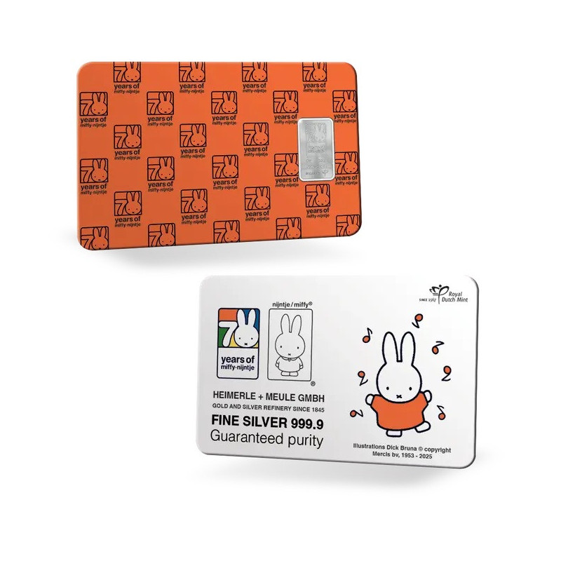 Hollandia 2025 - Az ezüst Miffy 70 éve 1 gramm (BU)
