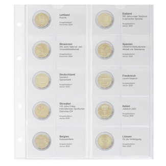 Lindner 42. gyűjtőlap 2 Euros érmékre (2024 november - 2025 március)