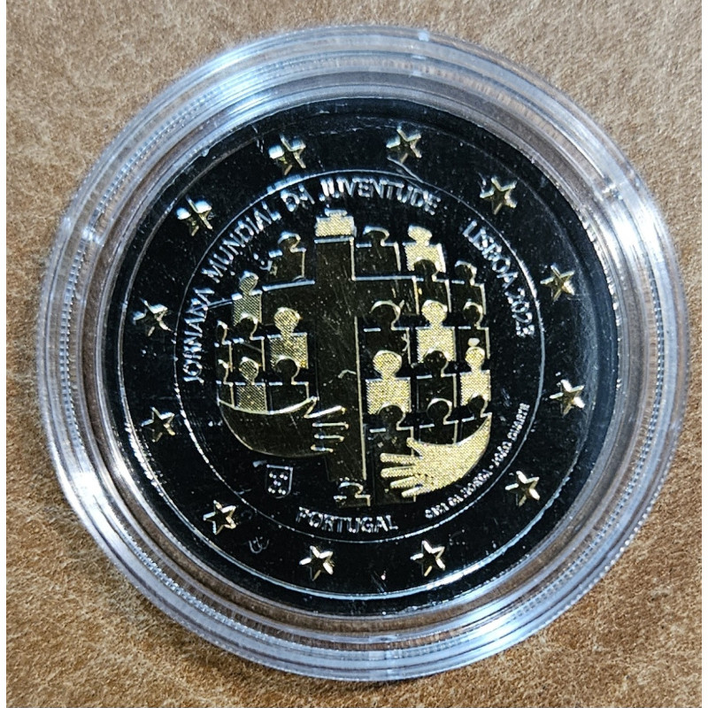 2 Euro Portugalsko 2023 - Svetové dni mládeže (ruténium zlato imitácia)