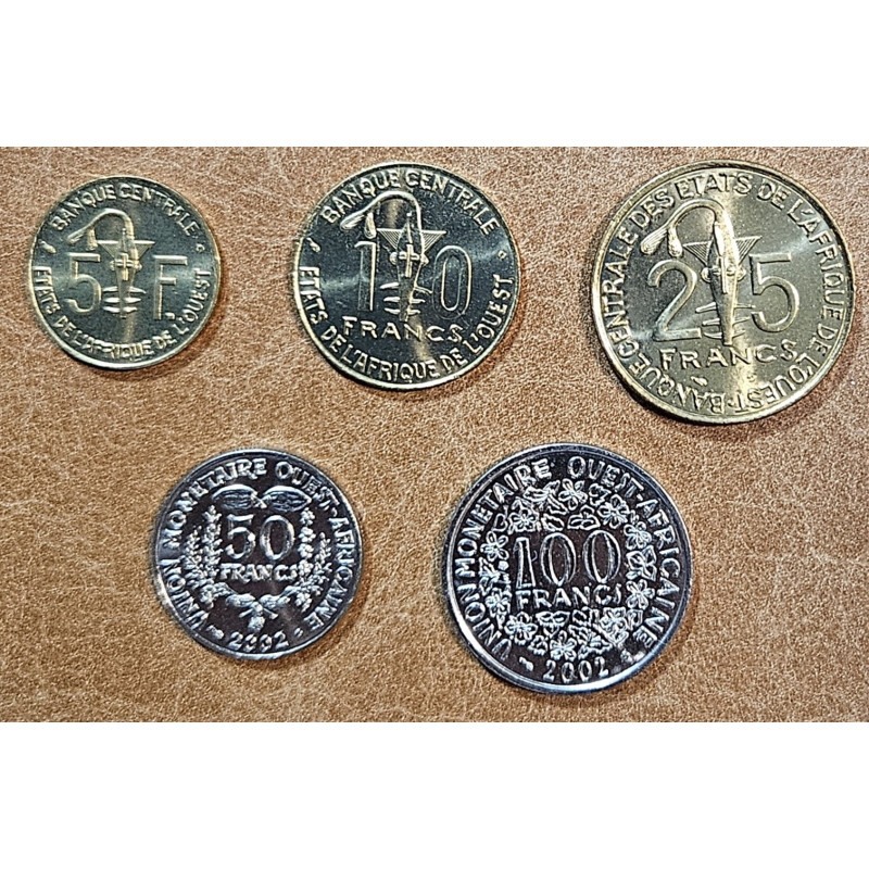 Euromince mince Západoafrický CFA frank 5 mincí 2002 (UNC)