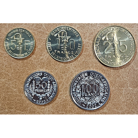 Euromince mince Západoafrický CFA frank 5 mincí 2002 (UNC)